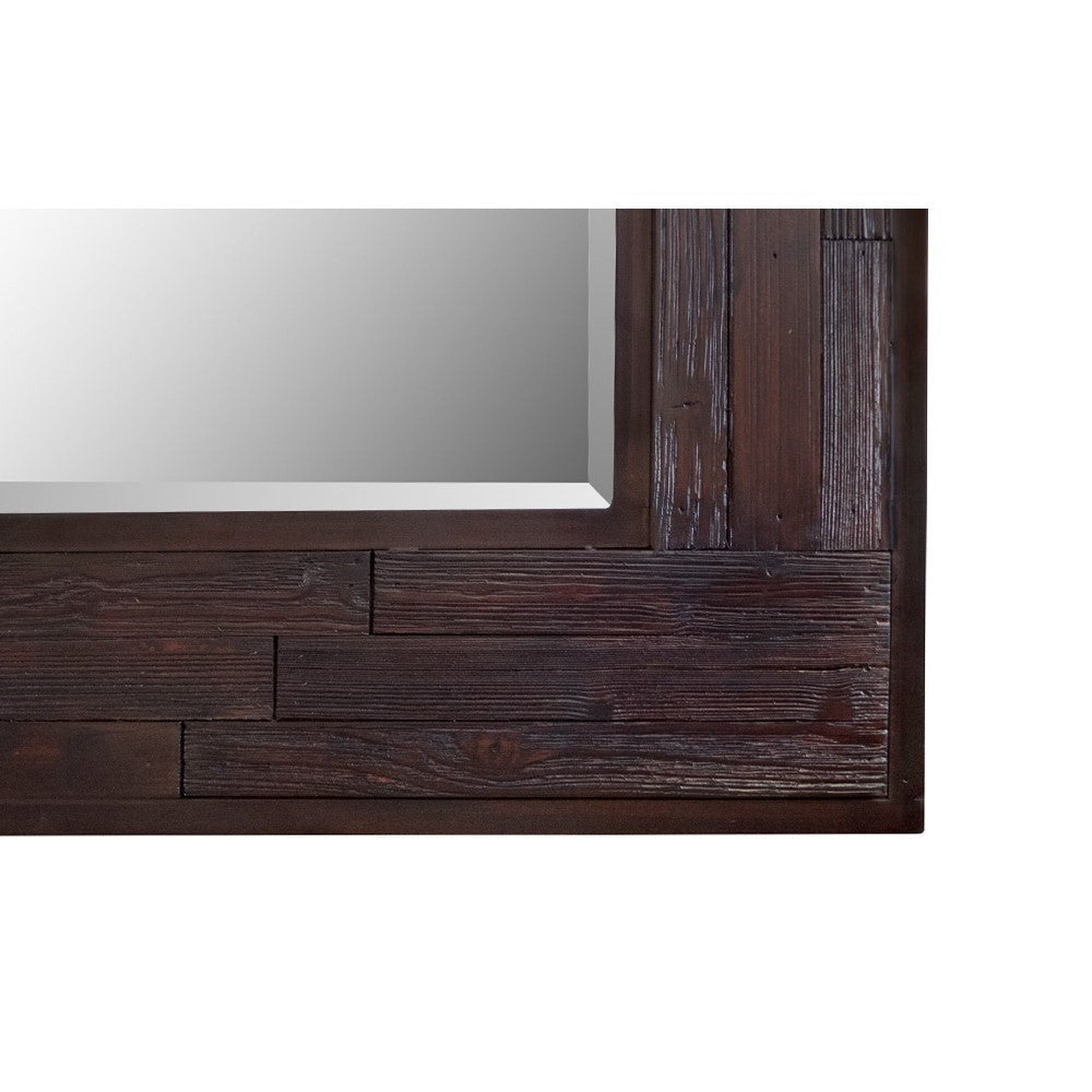 Bellaterra Home 29" x 35" Dark Brown Rectangle Wall-Mounted Solid Wood Framed Mirror