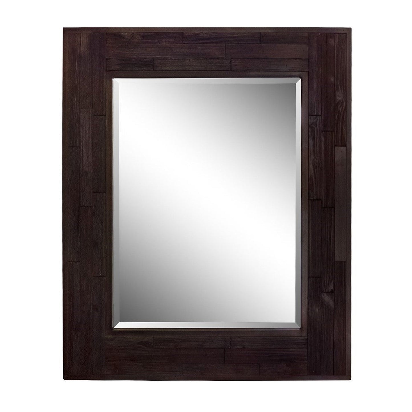 Bellaterra Home 29" x 35" Dark Brown Rectangle Wall-Mounted Solid Wood Framed Mirror