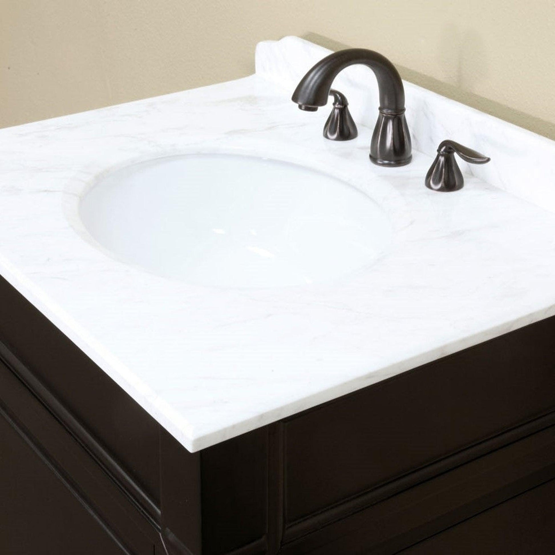 Bellaterra Home 30" 1-Door Espresso Freestanding Vanity Set With White Ceramic Undermount Sink and Cream Marble Top