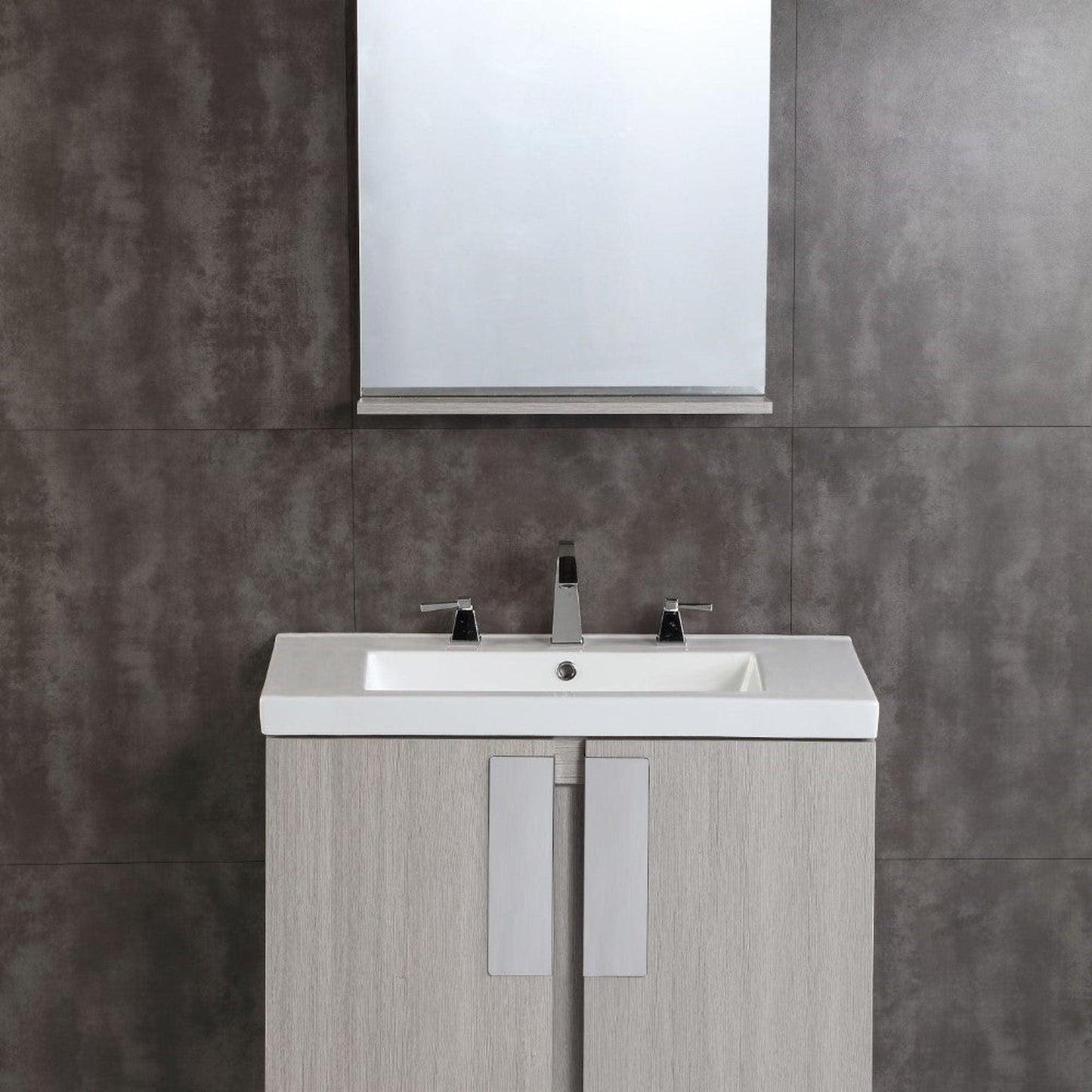 Bellaterra Home 30" 2-Door Gray Pine Wall Mount Vanity Set With Ceramic Integrated Sink and Top
