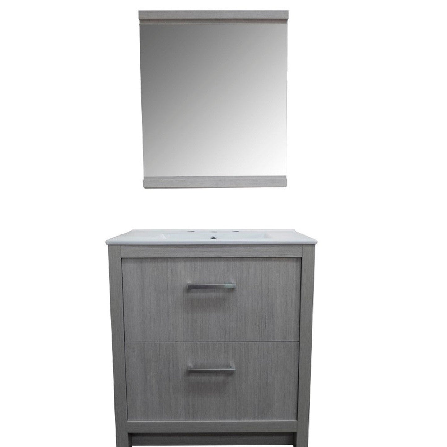 Bellaterra Home 30" 2-Drawer Gray Freestanding Vanity Set With Ceramic Integrated Sink and Ceramic Top