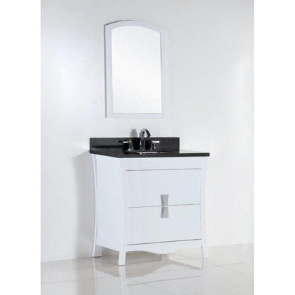 Bellaterra Home 30" 2-Drawer White Freestanding Vanity Set With Ceramic Undermount Rectangular Sink and Black Galaxy Granite Top