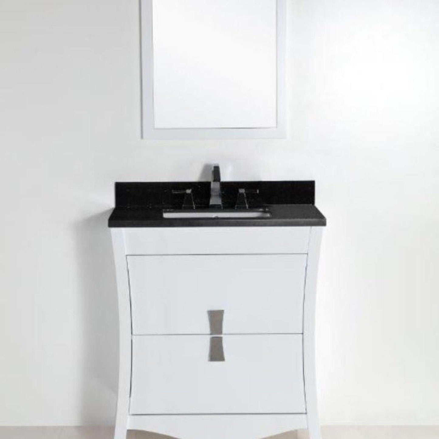 Bellaterra Home 30" 2-Drawer White Freestanding Vanity Set With Ceramic Undermount Rectangular Sink and Black Galaxy Granite Top