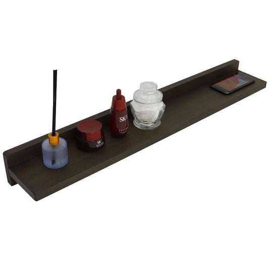 Bellaterra Home 30" Rustic Wood Rectangle Wall-Mounted Solid Rubber Wood Wall Shelf With 15W/3A Wireless Charging
