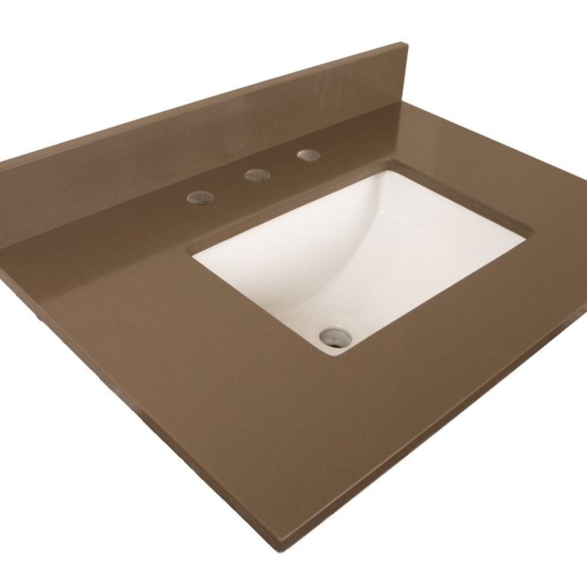 Bellaterra Home 30" x 22" Gray Quartz Three Hole Vanity Top With Undermount Rectangular Sink and Overflow