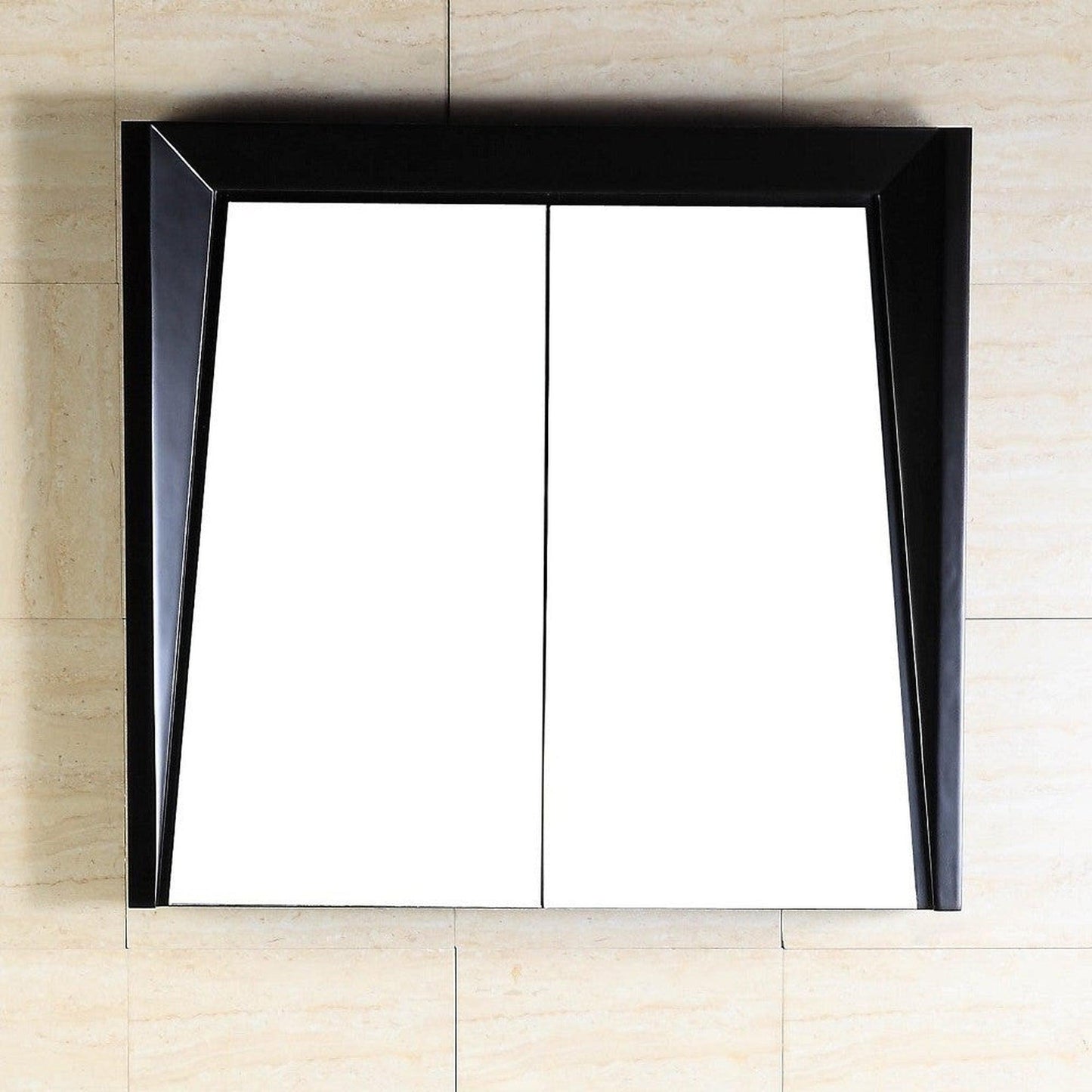 Bellaterra Home 30" x 26" Dark Espresso Angled Wall-Mounted Solid Wood Framed Mirror Cabinet