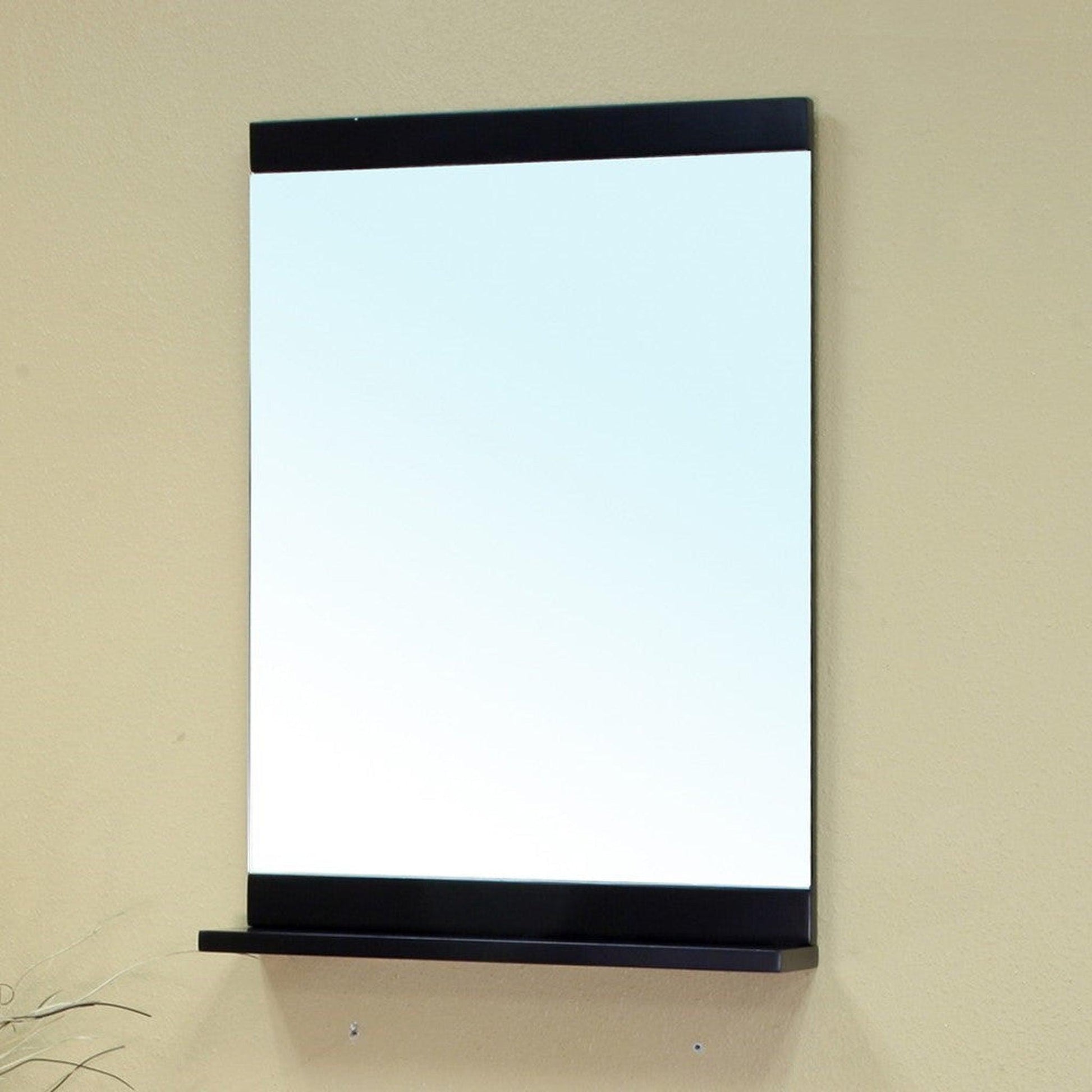 Bellaterra Home 30" x 33" Black Rectangle Wall-Mounted Solid Wood Framed Mirror