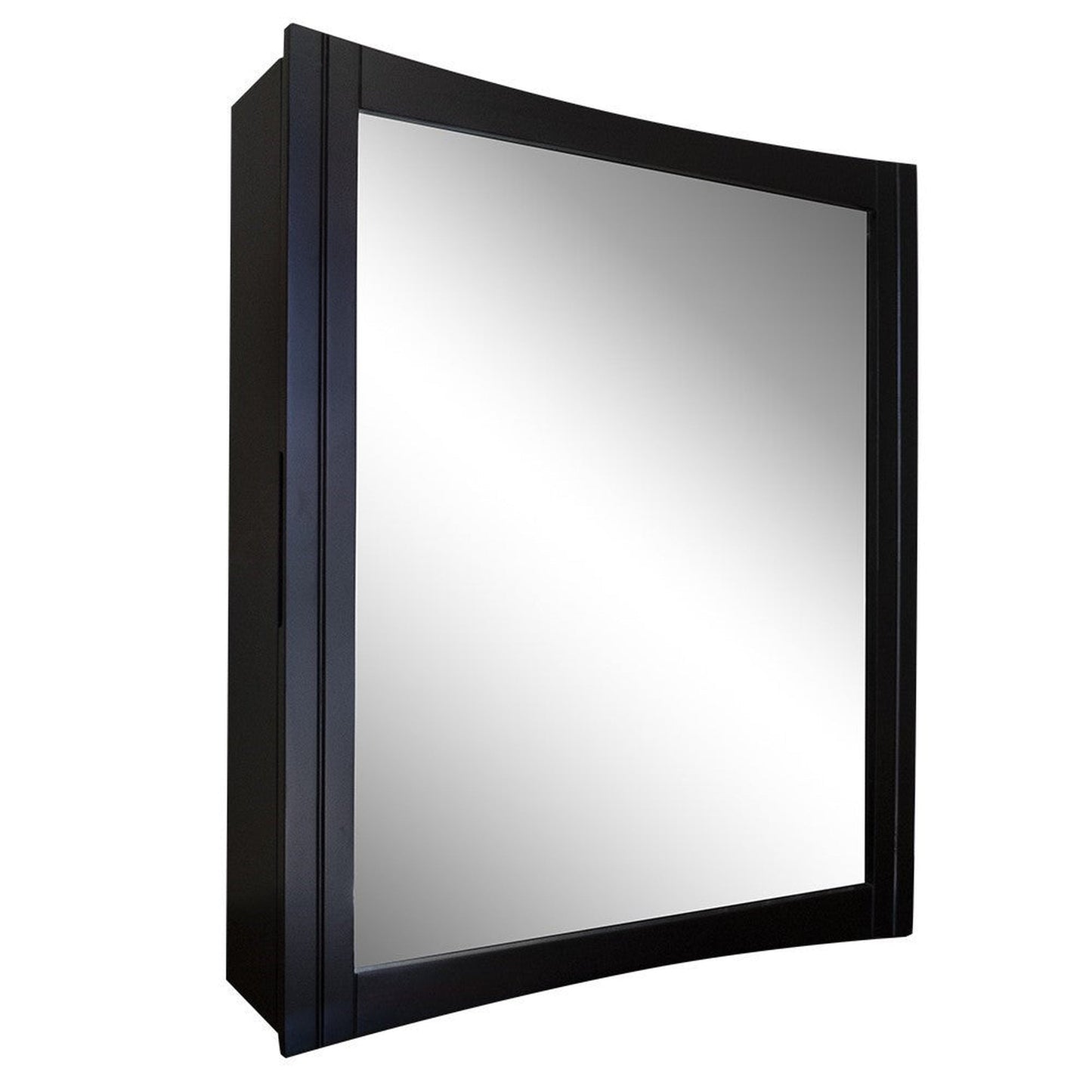 Bellaterra Home 30" x 35" Dark Mahogany Rectangle Wall-Mounted Solid Wood Framed Mirror Cabinet