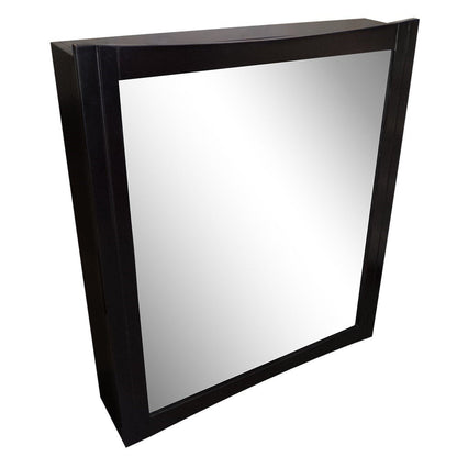 Bellaterra Home 30" x 35" Dark Mahogany Rectangle Wall-Mounted Solid Wood Framed Mirror Cabinet