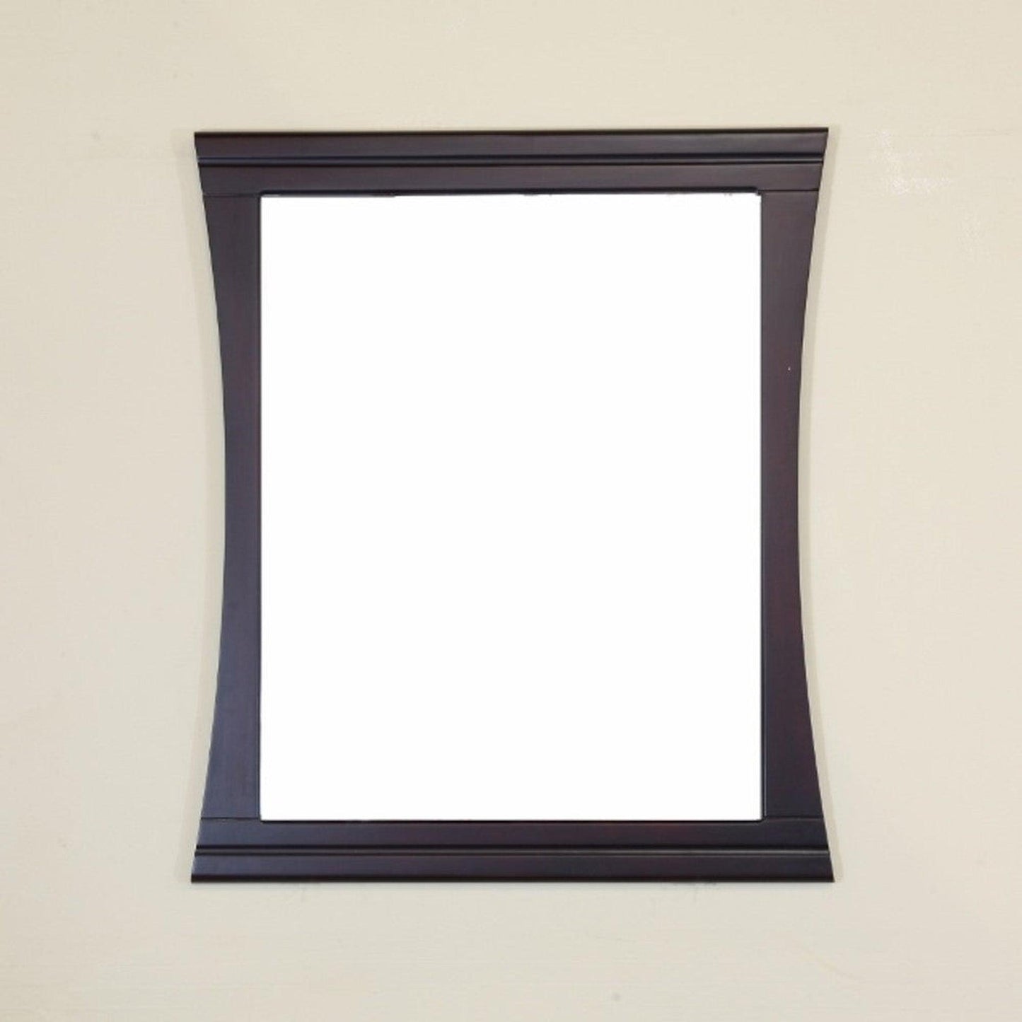 Bellaterra Home 30" x 35" Dark Mahogany Rectangle Wall-Mounted Solid Wood Framed Mirror Cabinet