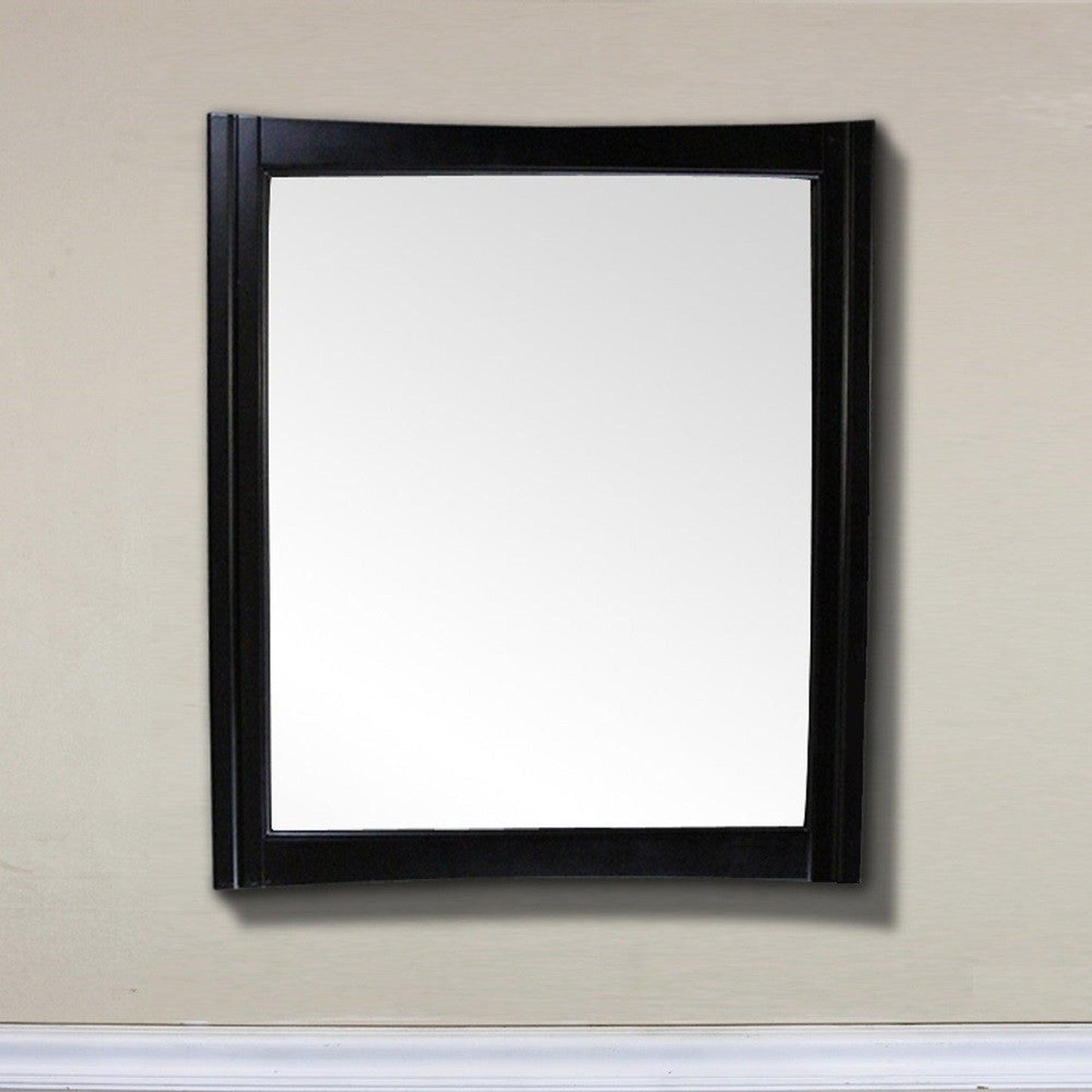 Bellaterra Home 30" x 35" Dark Mahogany Rectangle Wall-Mounted Solid Wood Framed Mirror Cabinet