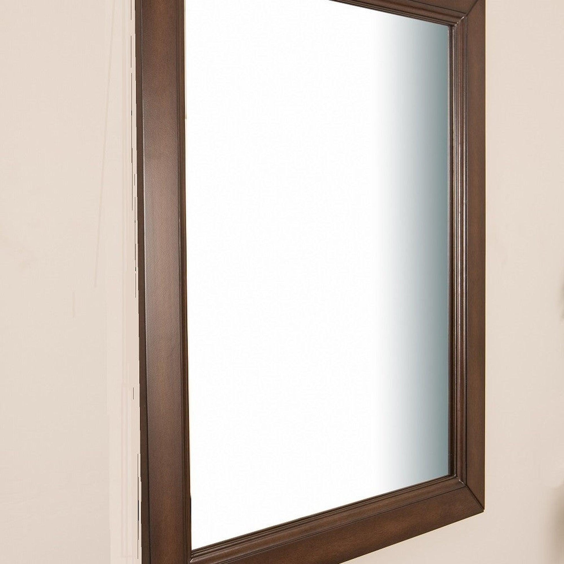 Bellaterra Home 30" x 36" Sable Walnut Rectangle Wall-Mounted Solid Wood Framed Mirror