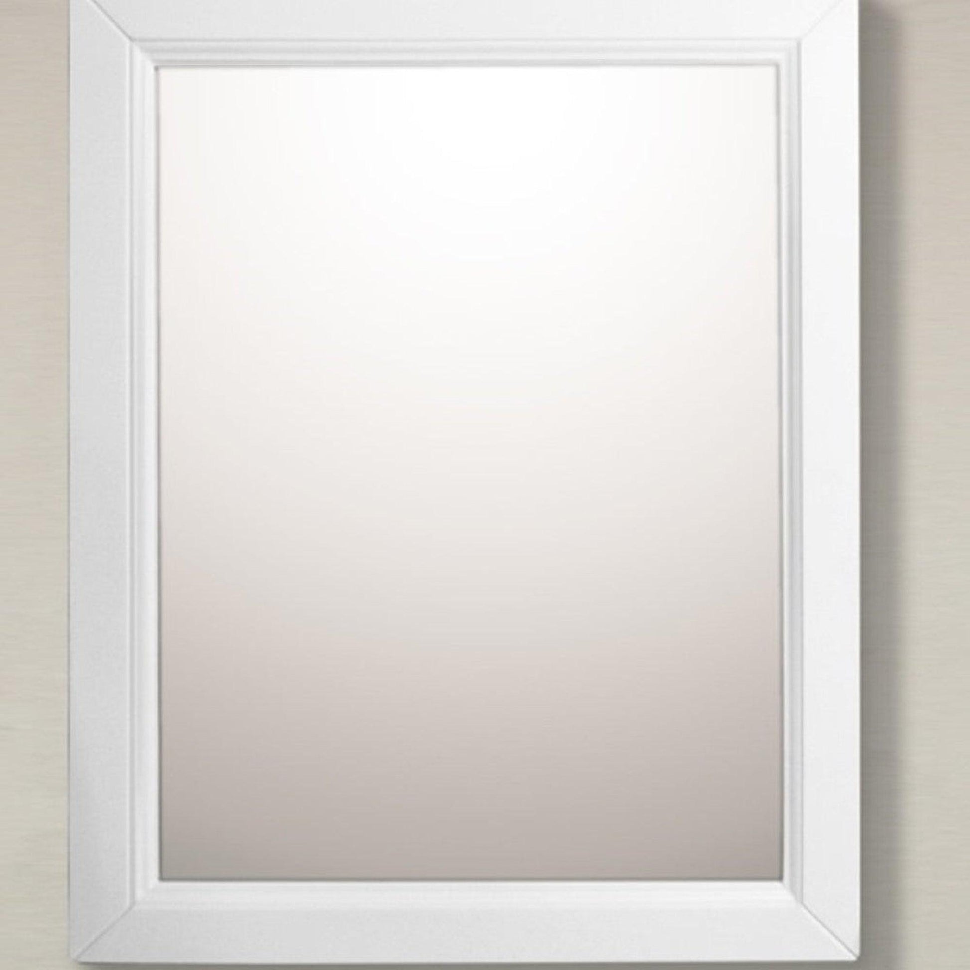 Bellaterra Home 30" x 36" White Rectangle Wall-Mounted Solid Wood Framed Mirror Medicine Cabinet