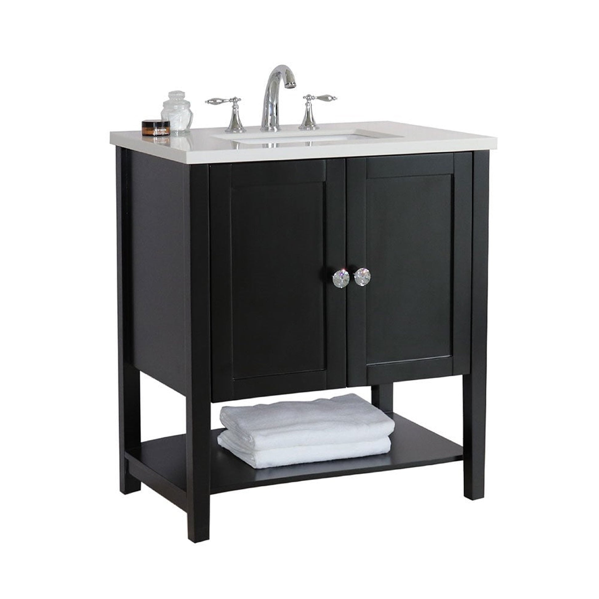 Bellaterra Home 31" 2-Door Espresso Freestanding Vanity Set With White Ceramic Undermount Sink and White Quartz Top