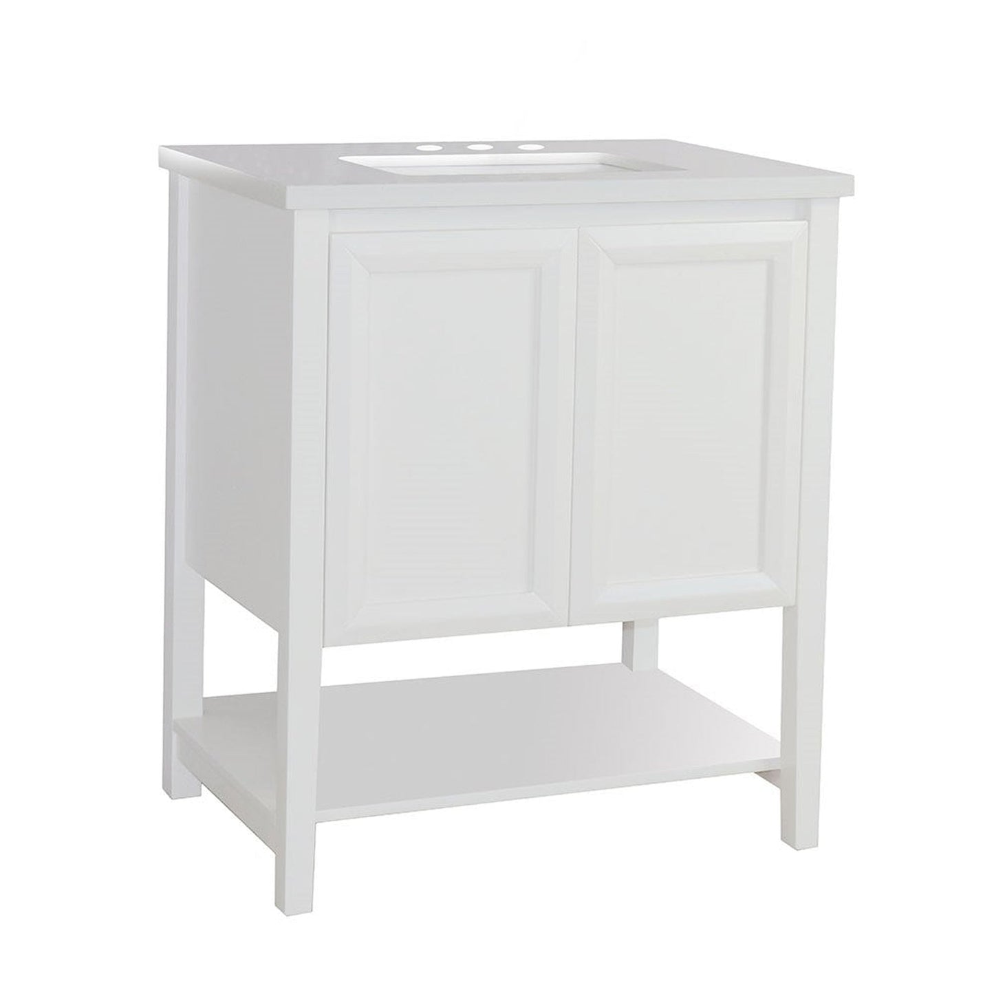 Bellaterra Home 31" 2-Door White Freestanding Vanity Set With White Ceramic Undermount Sink and White Quartz Top