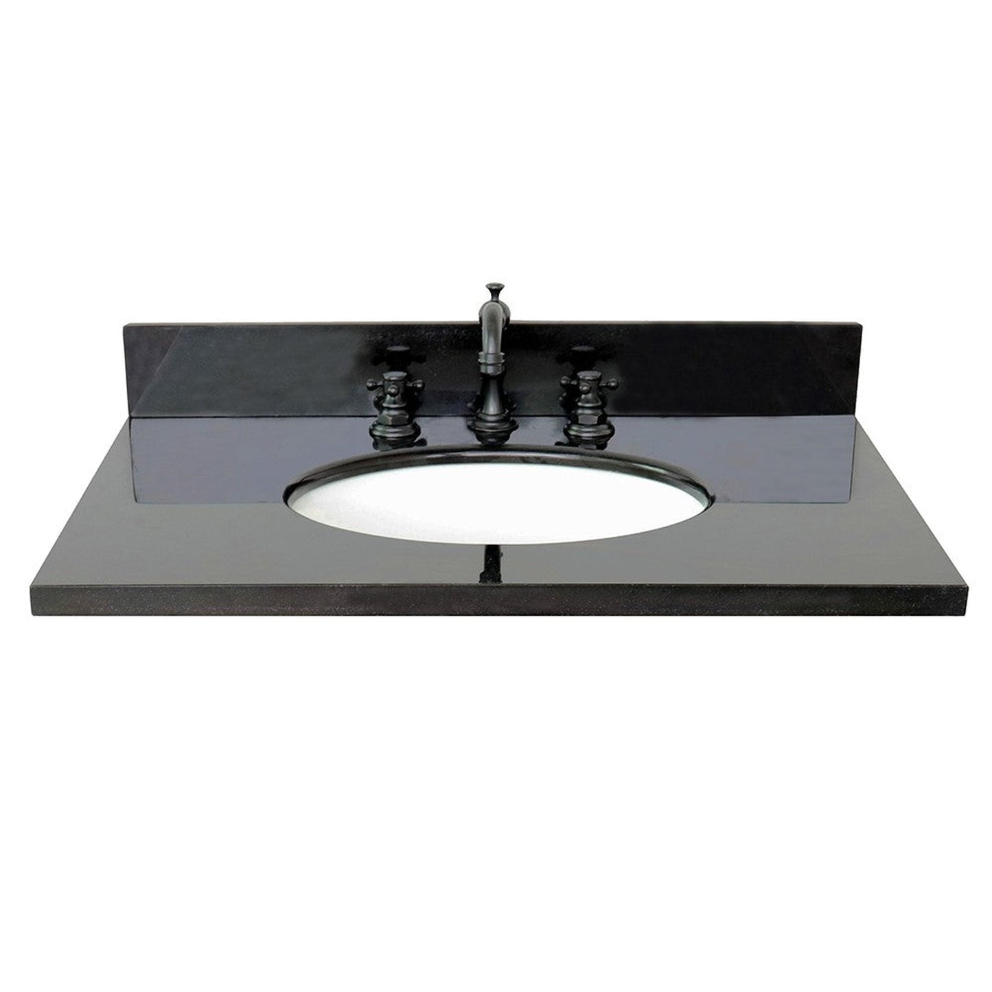 Bellaterra Home 31" x 22" Black Galaxy Three Hole Vanity Top With Undermount Oval Sink and Overflow