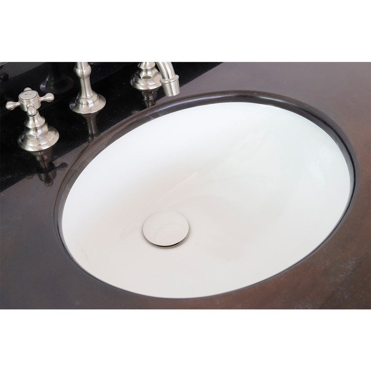 Bellaterra Home 31" x 22" Black Galaxy Three Hole Vanity Top With Undermount Oval Sink and Overflow