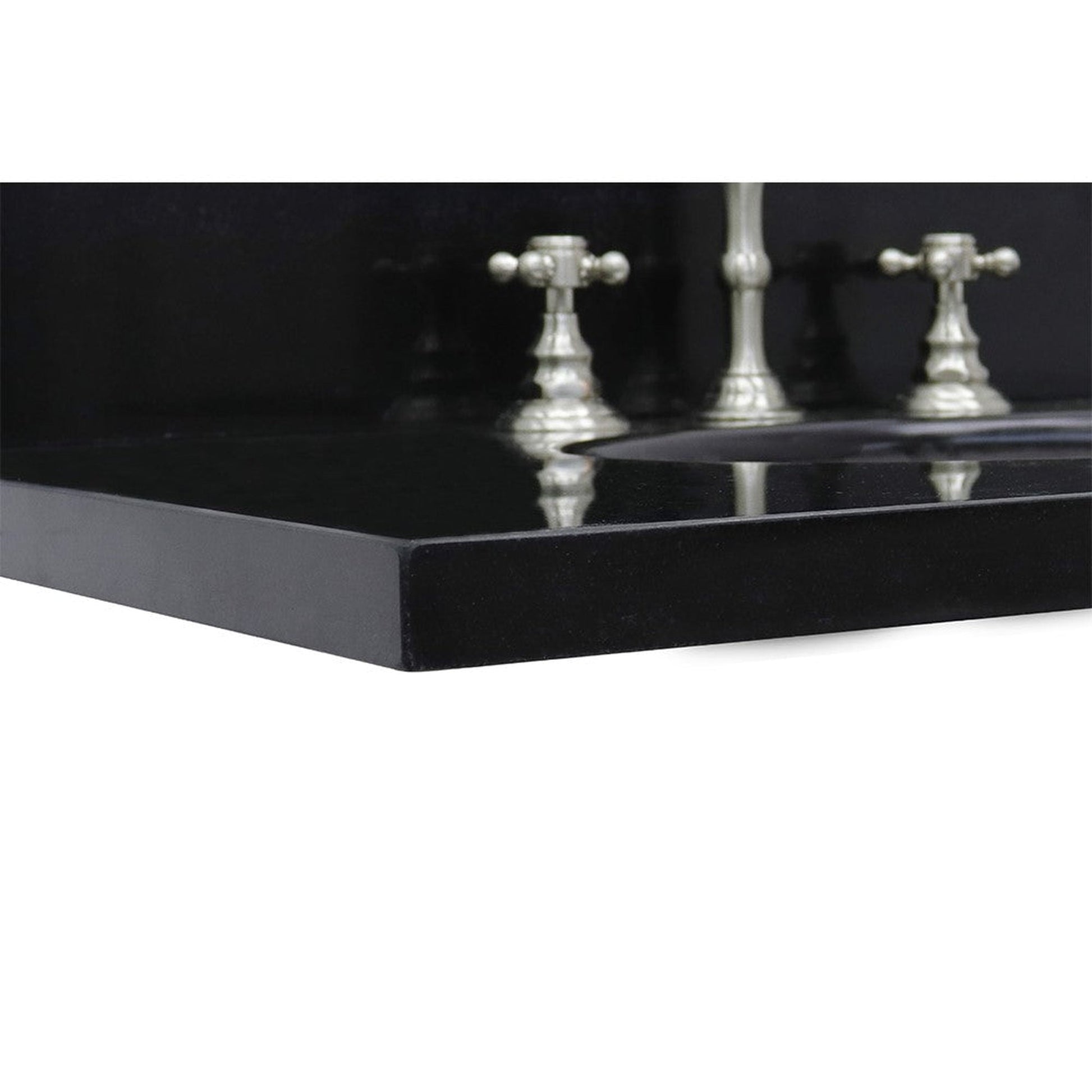 Bellaterra Home 31" x 22" Black Galaxy Three Hole Vanity Top With Undermount Oval Sink and Overflow