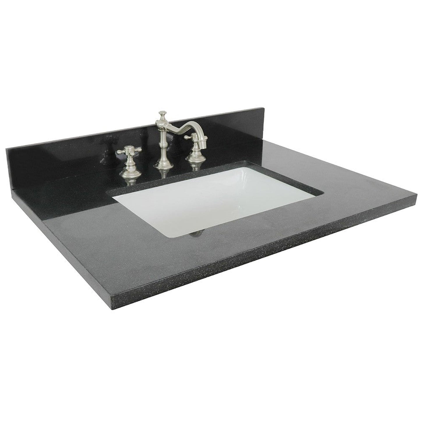 Bellaterra Home 31" x 22" Black Galaxy Three Hole Vanity Top With Undermount Rectangular Sink and Overflow