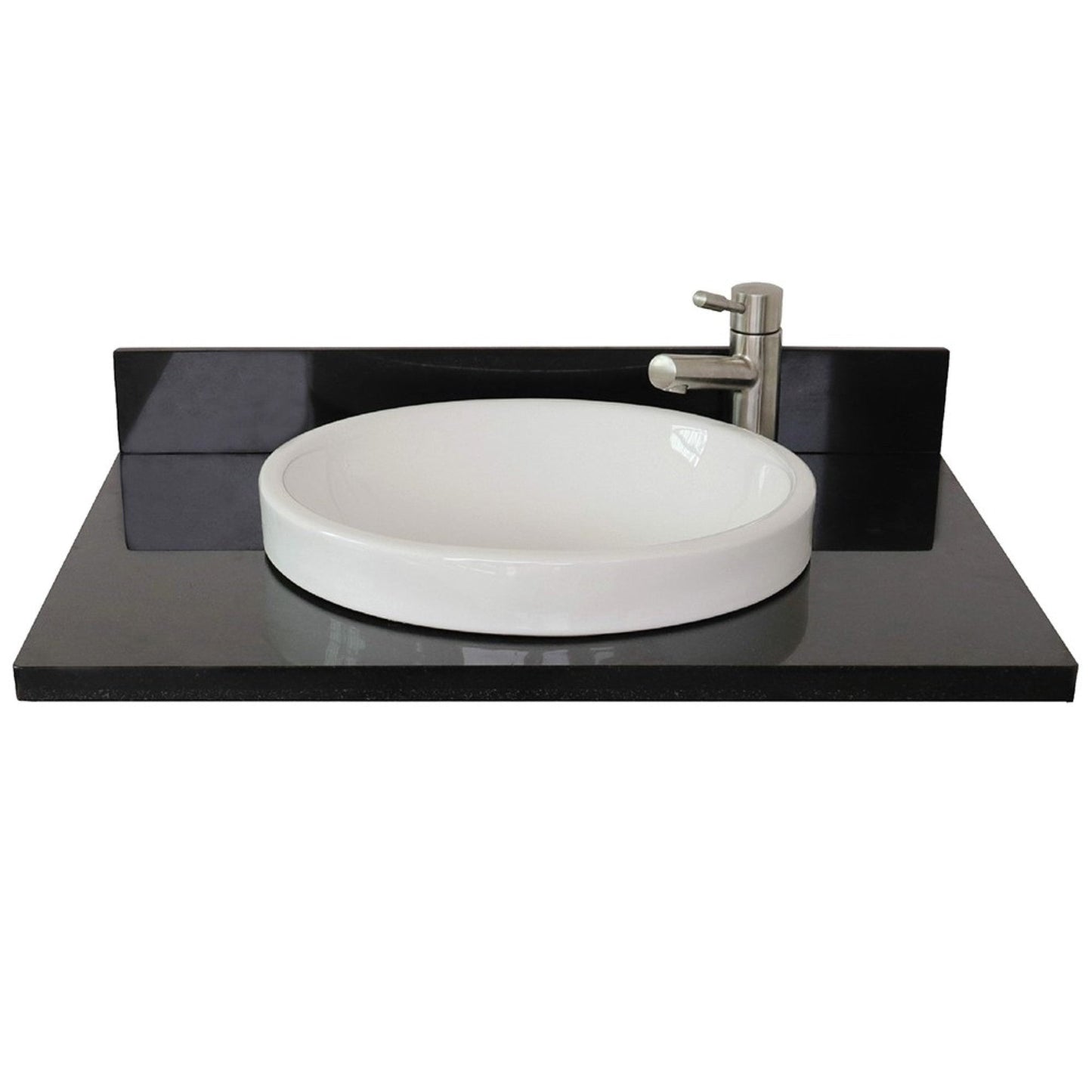 Bellaterra Home 31" x 22" Black Galaxy Vanity Top With Semi-recessed Round Sink and Overflow