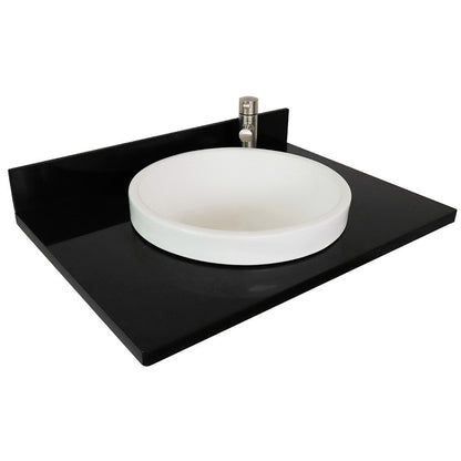 Bellaterra Home 31" x 22" Black Galaxy Vanity Top With Semi-recessed Round Sink and Overflow