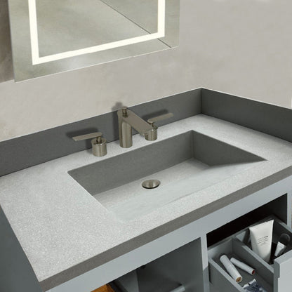 Bellaterra Home 31" x 22" Gray Concrete Three Hole Vanity Top With Integrated Rectangular Ramp Sink