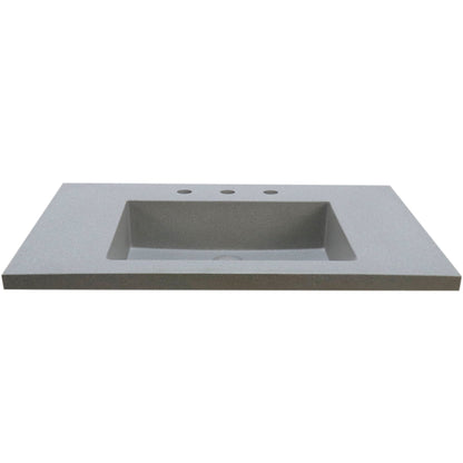 Bellaterra Home 31" x 22" Gray Concrete Three Hole Vanity Top With Integrated Rectangular Ramp Sink