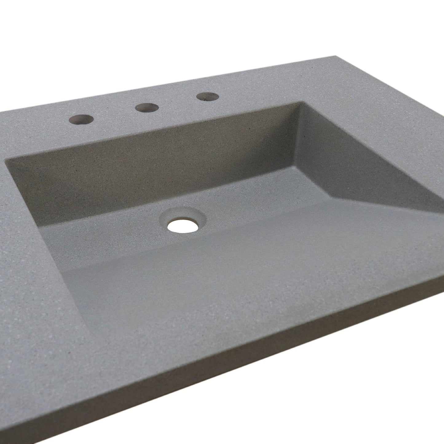 Bellaterra Home 31" x 22" Gray Concrete Three Hole Vanity Top With Integrated Rectangular Ramp Sink