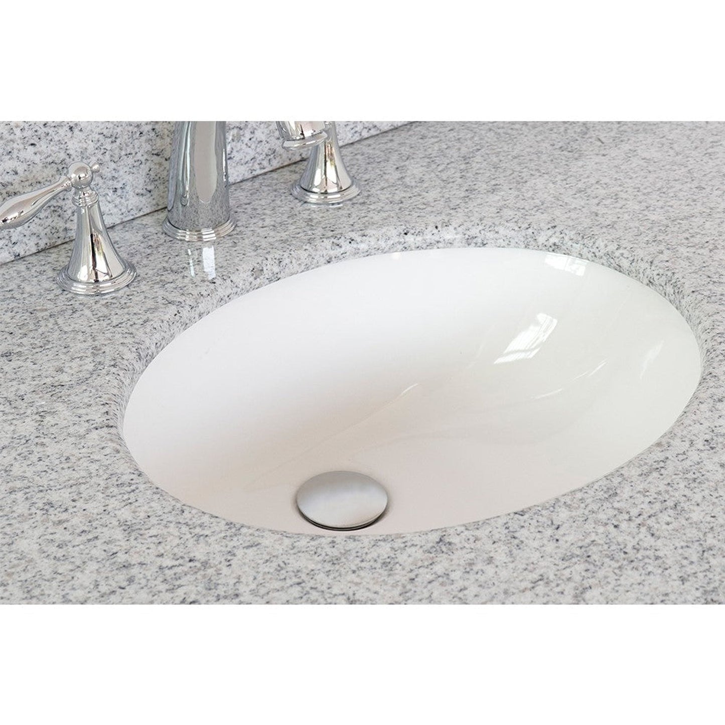 Bellaterra Home 31" x 22" Gray Granite Three Hole Vanity Top With Undermount Oval Sink and Overflow