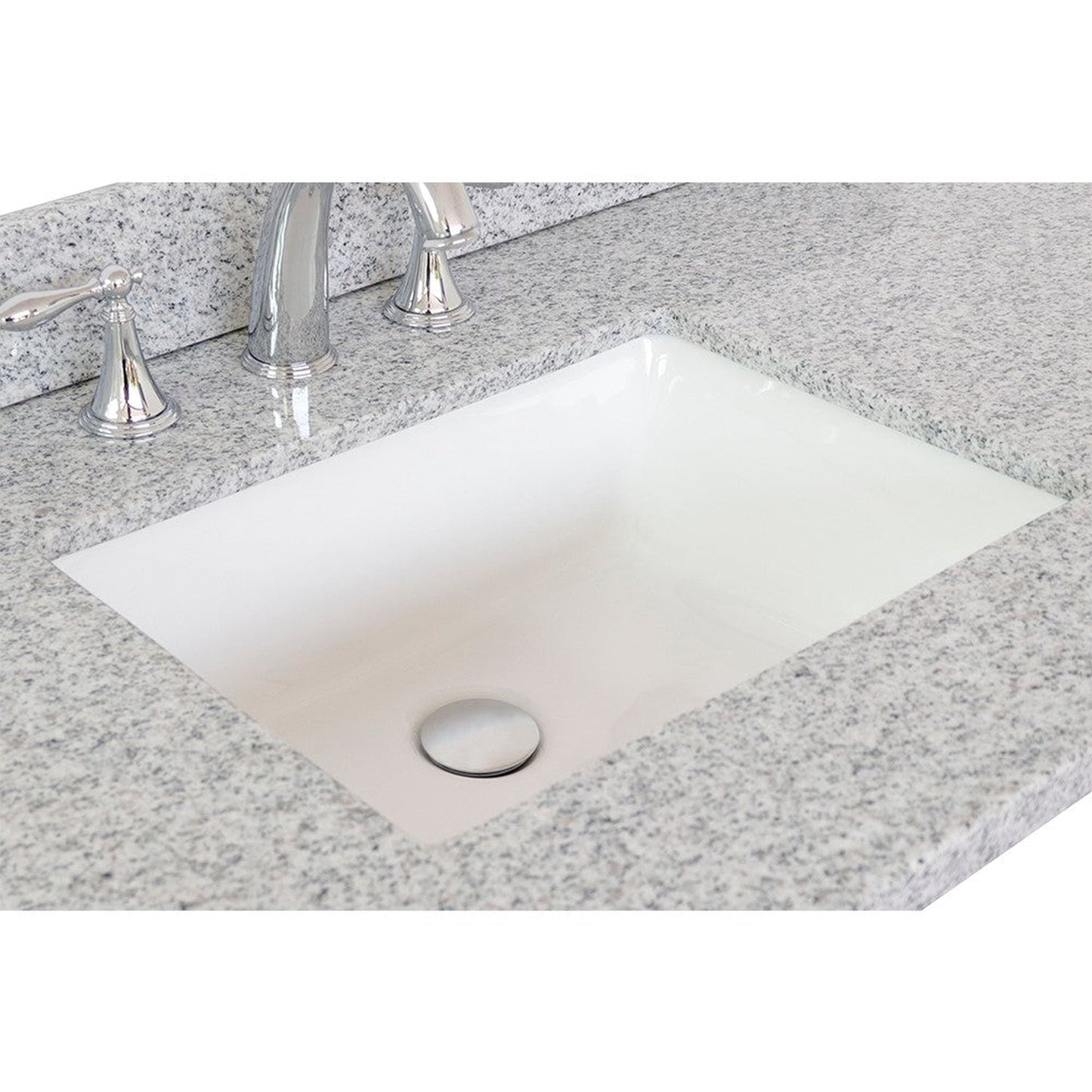 Bellaterra Home 31" x 22" Gray Granite Three Hole Vanity Top With Undermount Rectangular Sink and Overflow