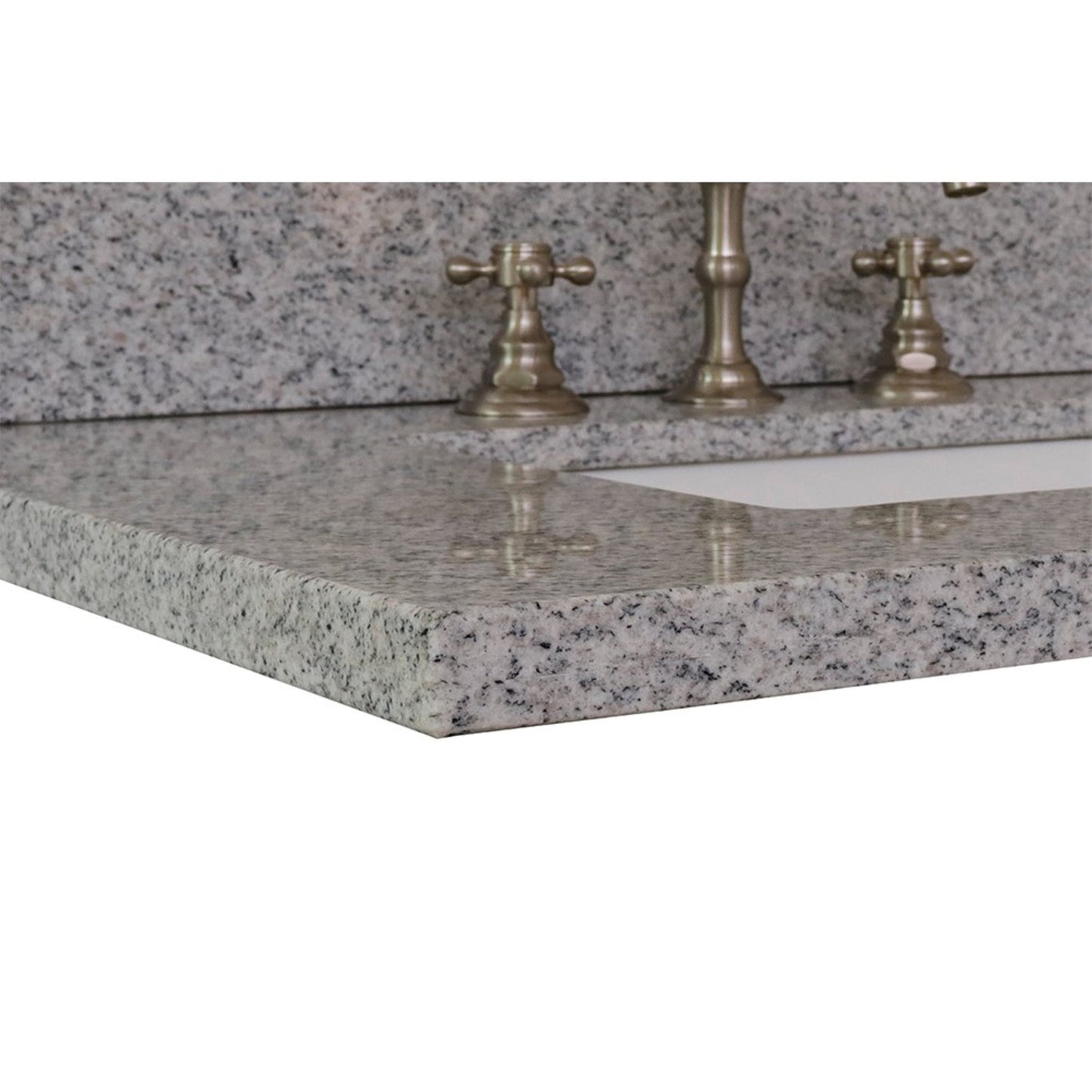 Bellaterra Home 31" x 22" Gray Granite Three Hole Vanity Top With Undermount Rectangular Sink and Overflow