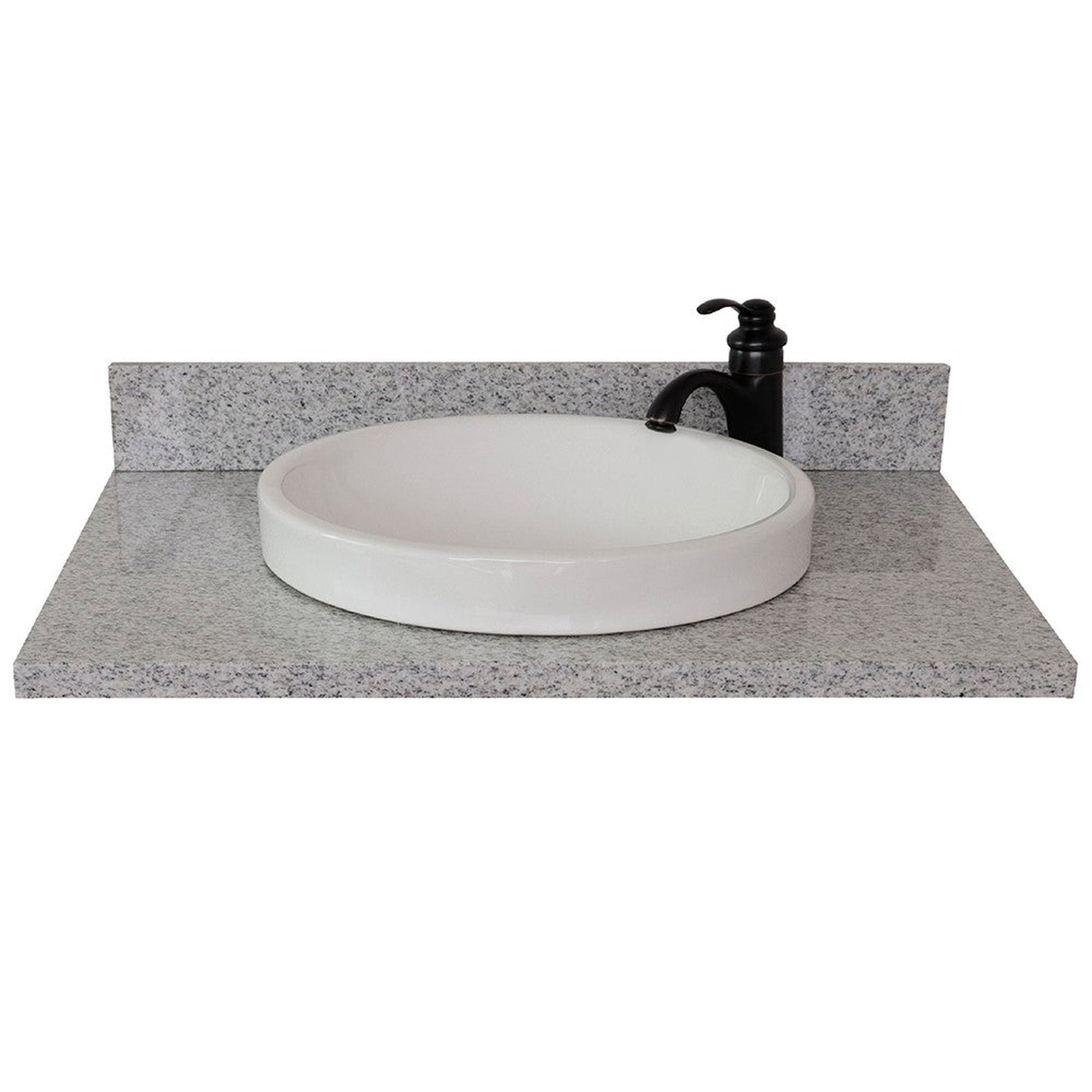 Bellaterra Home 31" x 22" Gray Granite Vanity Top With Semi-recessed Round Sink and Overflow