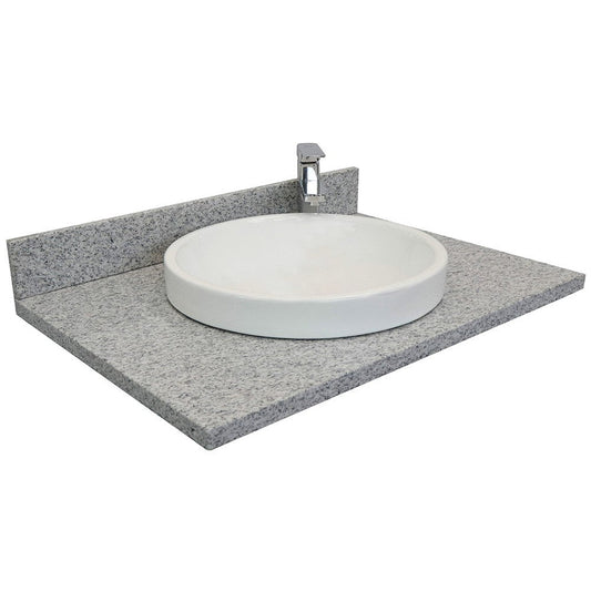 Bellaterra Home 31" x 22" Gray Granite Vanity Top With Semi-recessed Round Sink and Overflow