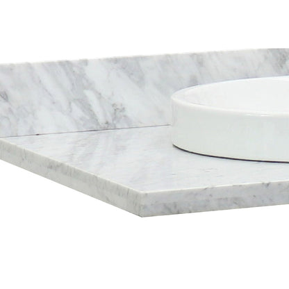 Bellaterra Home 31" x 22" White Carrara Marble Vanity Top With Semi-recessed Round Sink and Overflow