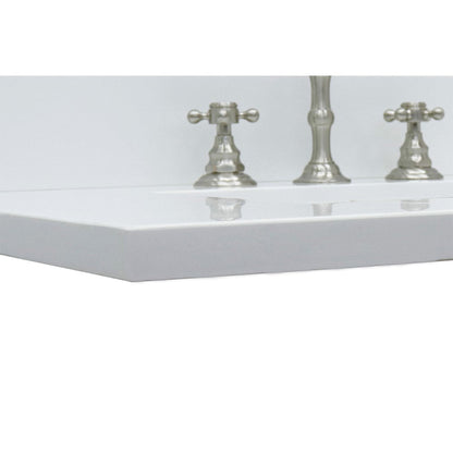 Bellaterra Home 31" x 22" White Quartz Three Hole Vanity Top With Undermount Rectangular Sink and Overflow