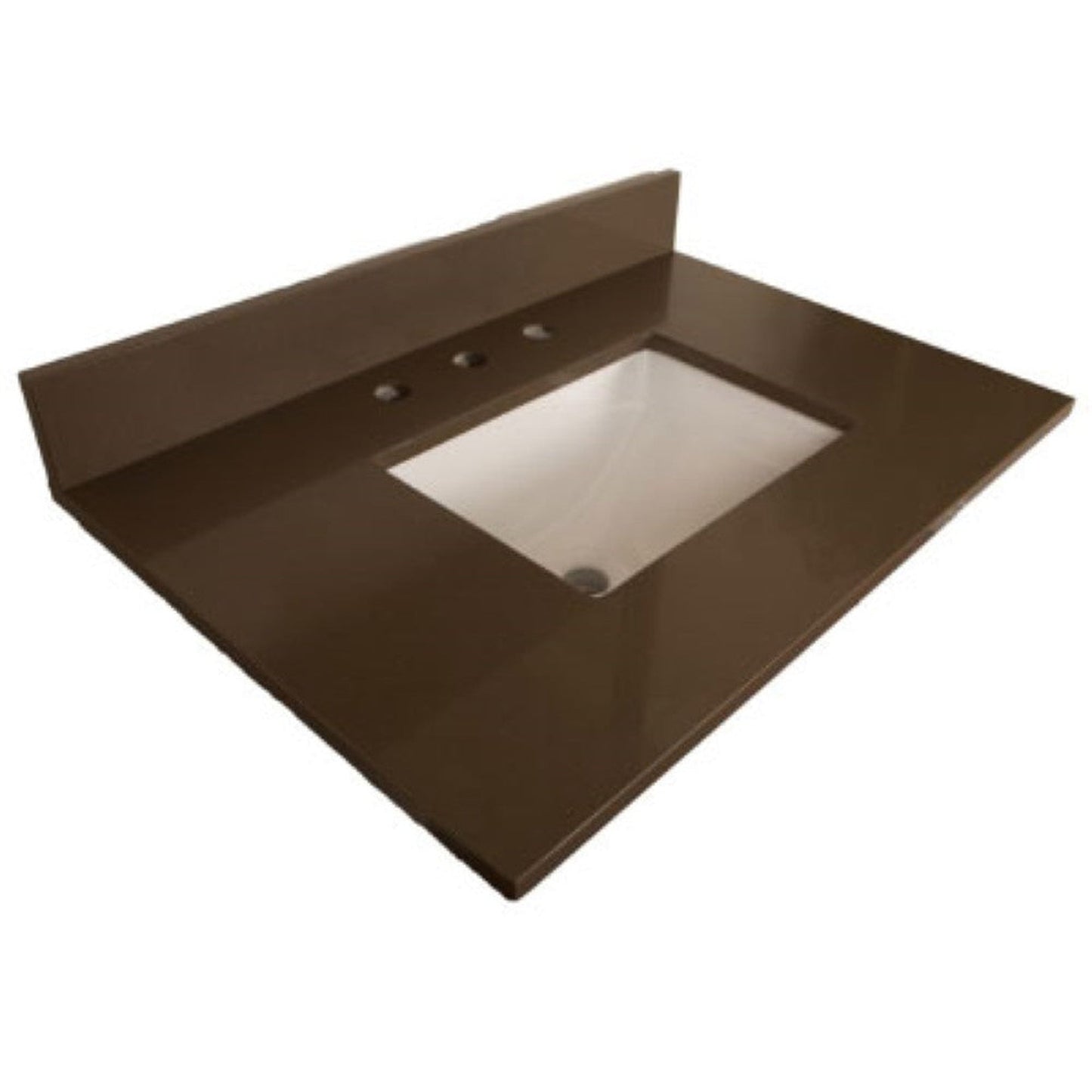 Bellaterra Home 32" x 22" Gray Quartz Three Hole Vanity Top With Undermount Rectangular Sink and Overflow