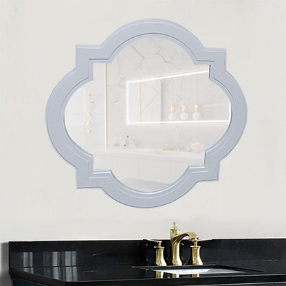 Bellaterra Home 32" x 32" White Quatrefoil Wall-Mounted Wood Framed Mirror