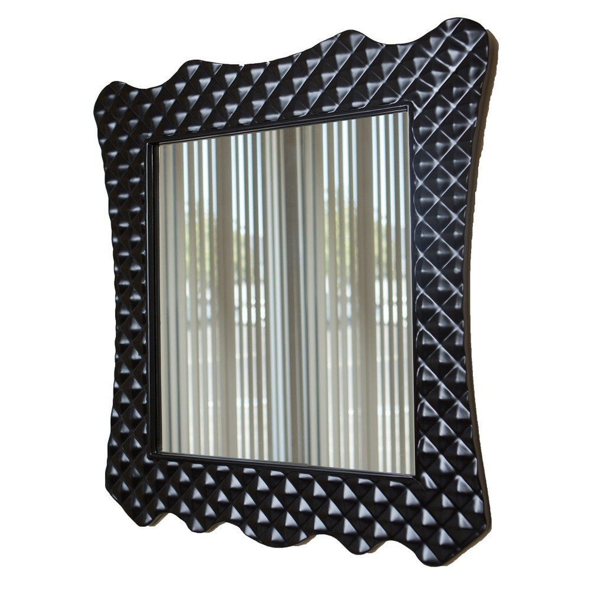 Bellaterra Home 32" x 34" Black Rectangle Wall-Mounted Solid Wood Framed Mirror