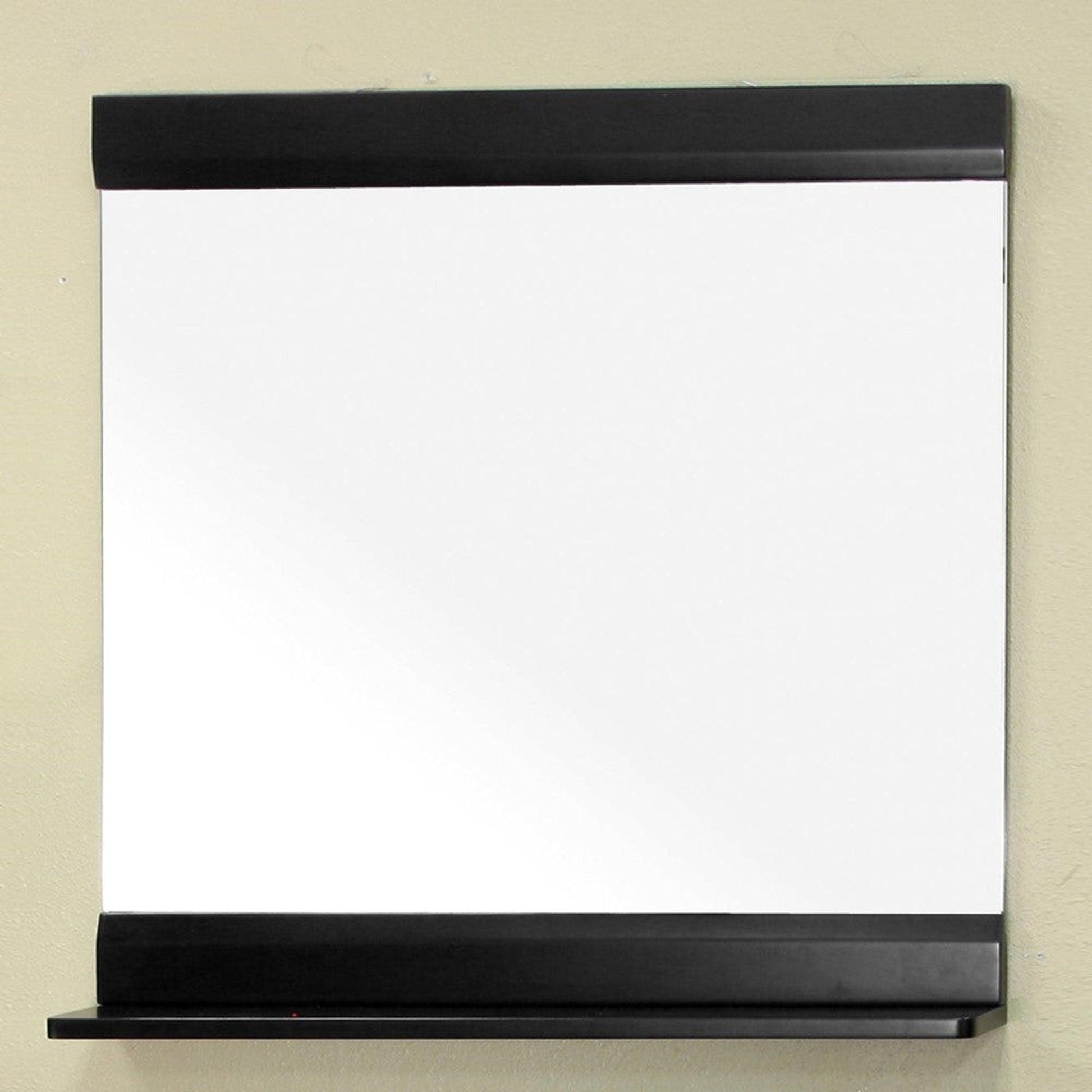 Bellaterra Home 32" x 46" Black Rectangle Wall-Mounted Solid Wood Framed Mirror