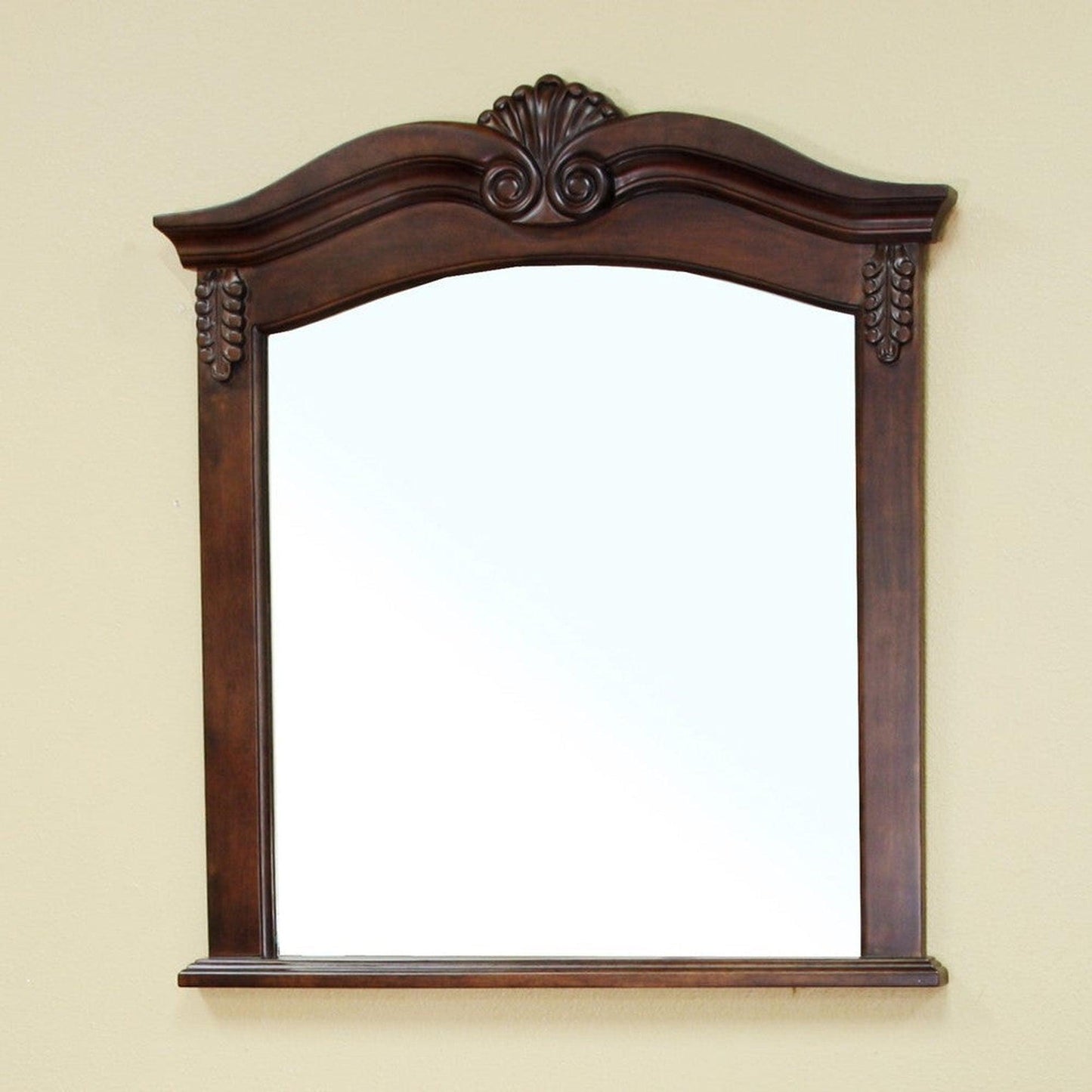 Bellaterra Home 34" x 39" Walnut Rectangle Wall-Mounted Solid Wood Framed Mirror