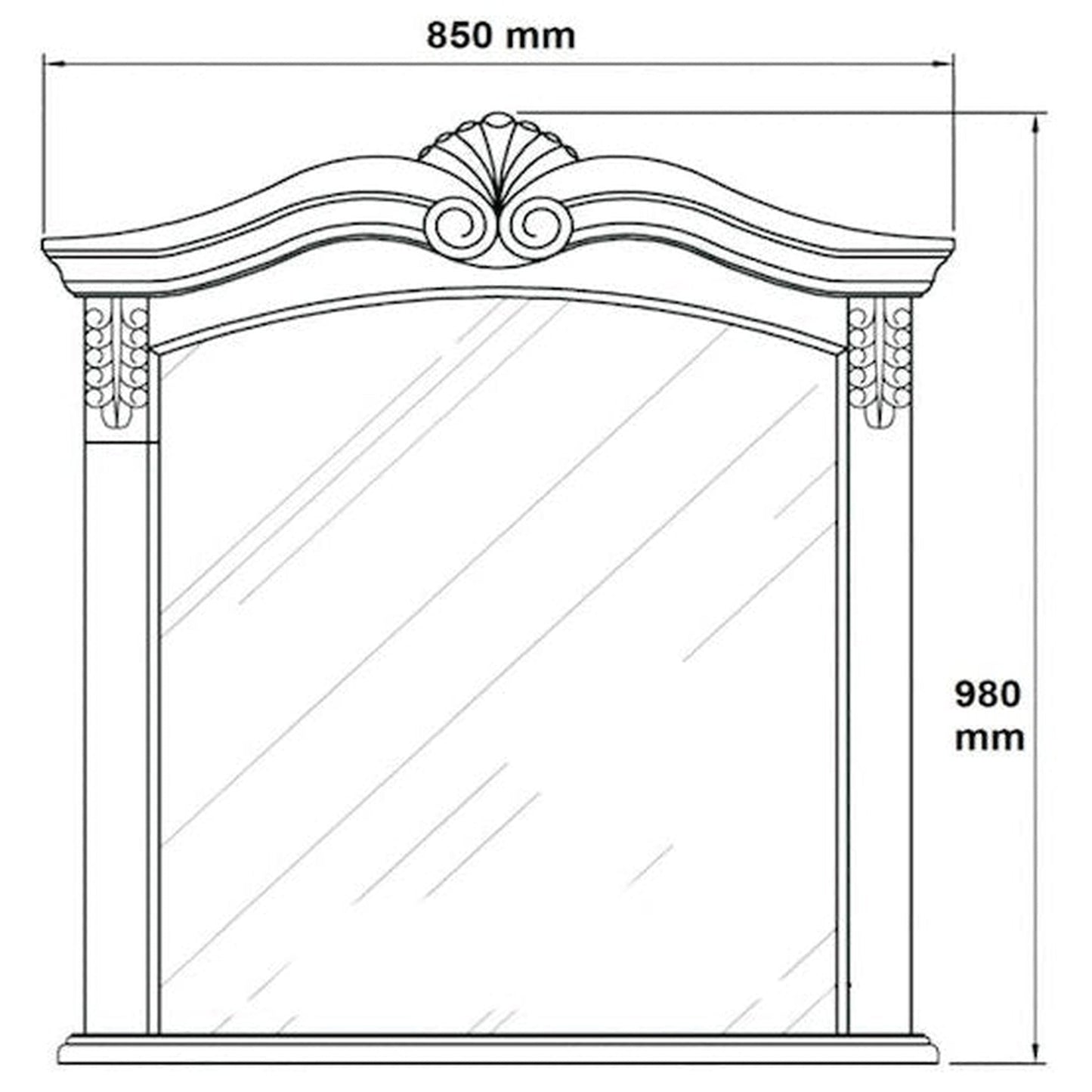 Bellaterra Home 34" x 39" Walnut Rectangle Wall-Mounted Solid Wood Framed Mirror