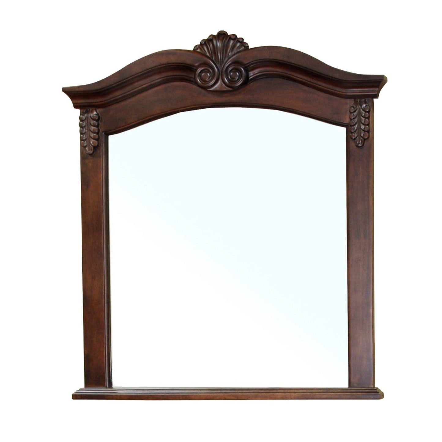 Bellaterra Home 34" x 39" Walnut Rectangle Wall-Mounted Solid Wood Framed Mirror