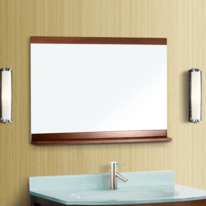 Bellaterra Home 35" x 30" Walnut Rectangle Wall-Mounted Wood Framed Mirror