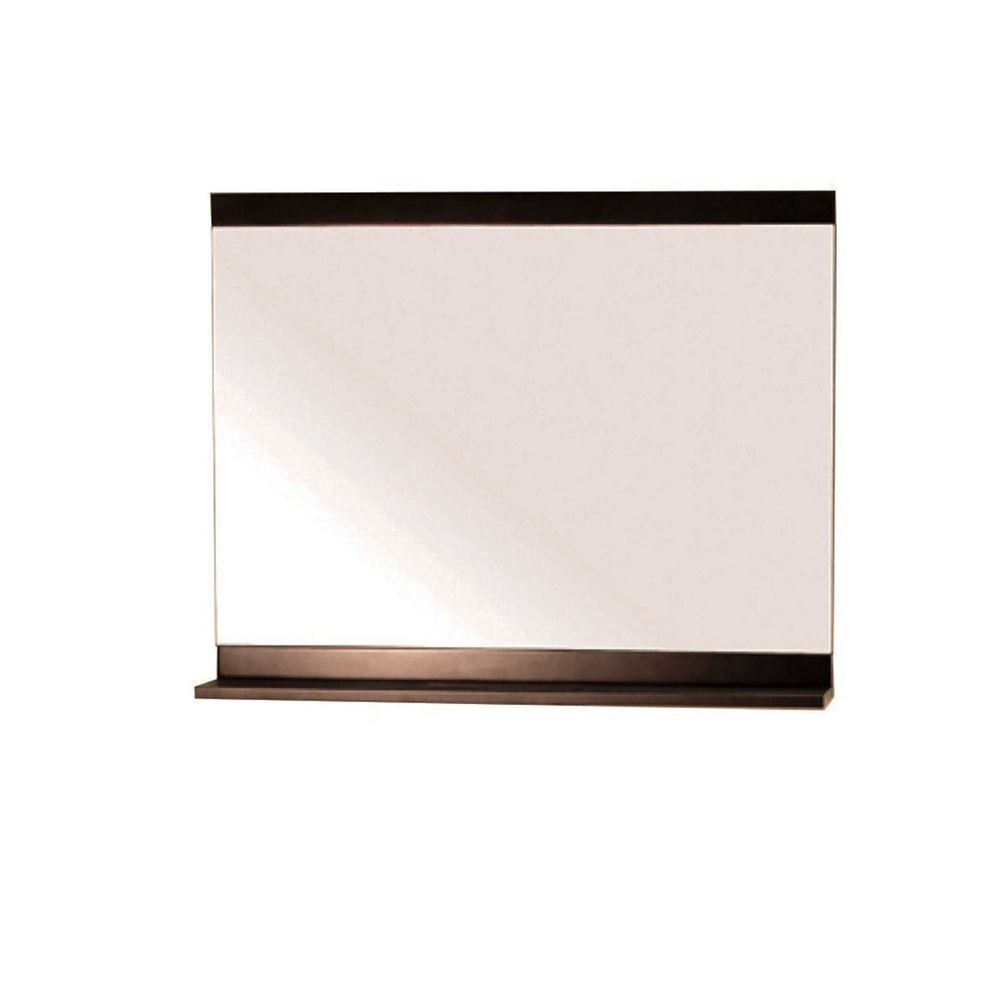 Bellaterra Home 35" x 30" Walnut Rectangle Wall-Mounted Wood Framed Mirror