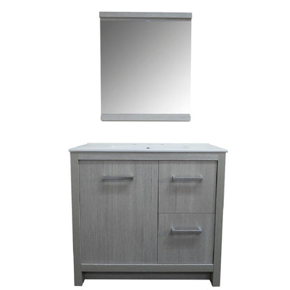 Bellaterra Home 36" 1-Door 2-Drawer Gray Freestanding Vanity Set With Ceramic Integrated Sink and Ceramic Top