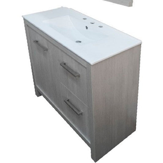 Bellaterra Home 36" 1-Door 2-Drawer Gray Freestanding Vanity Set With Ceramic Integrated Sink and Ceramic Top