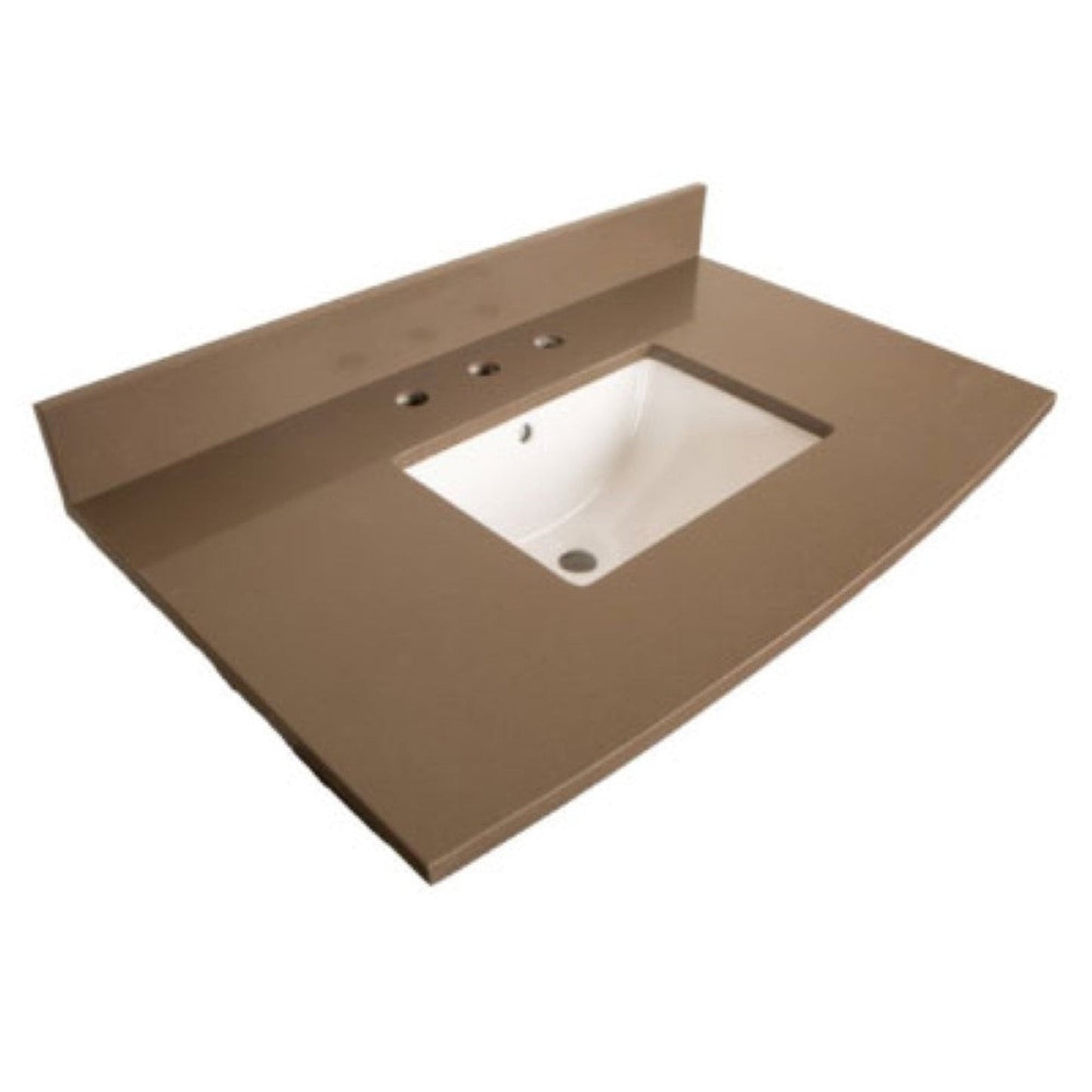 Bellaterra Home 36" x 23" Gray Quartz Three Hole Vanity Top With Undermount Rectangular Sink and Overflow