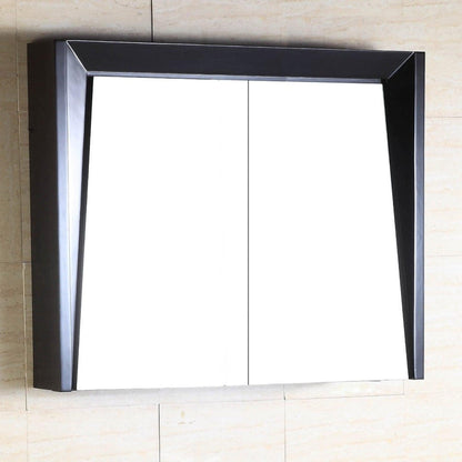 Bellaterra Home 36" x 26" Dark Espresso Angled Wall-Mounted Solid Wood Framed Mirror Cabinet