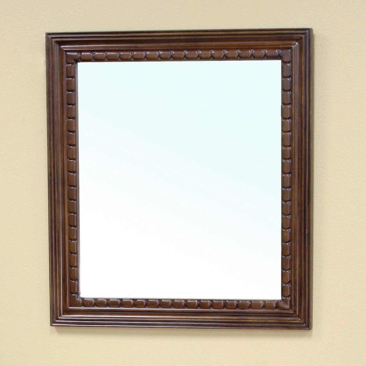 Bellaterra Home 36" x 32" Walnut Rectangle Wall-Mounted Solid Wood Framed Mirror