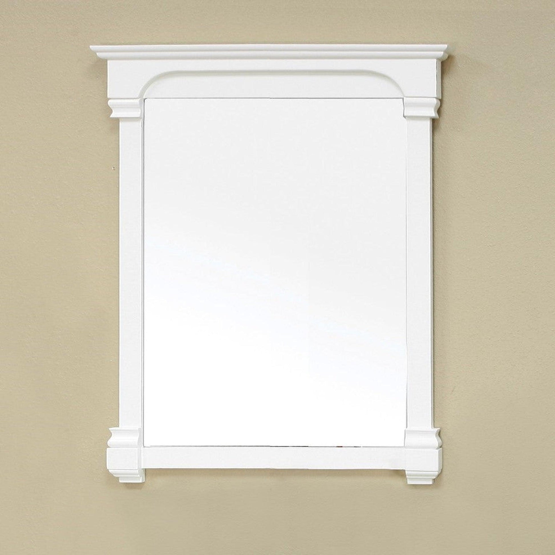 Bellaterra Home 36" x 42" Cream White Rectangle Wall-Mounted Solid Wood Framed Mirror